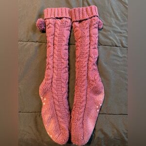 Cozy Knit Purple Slipper Socks